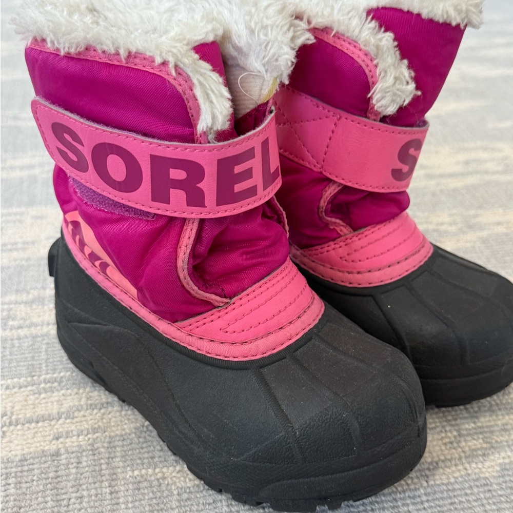 Sorel Kids Pink and Black Snow Boots
